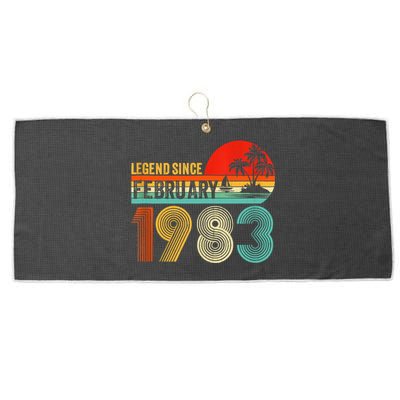 40 Year Old Vintage Legend Since February 1983 40th Birthday Large Microfiber Waffle Golf Towel