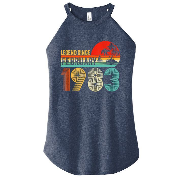 40 Year Old Vintage Legend Since February 1983 40th Birthday Women's Perfect Tri Rocker Tank