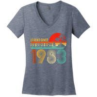 40 Year Old Vintage Legend Since February 1983 40th Birthday Women's V-Neck T-Shirt