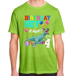 4 Year Old 4th Birthday T Rex Dinosaur Adult ChromaSoft Performance T-Shirt