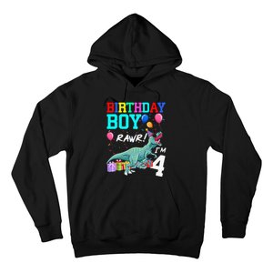 4 Year Old 4th Birthday T Rex Dinosaur Hoodie