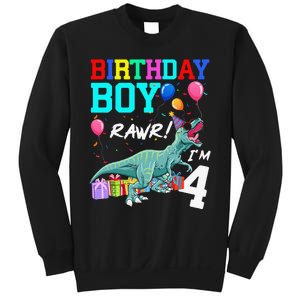 4 Year Old 4th Birthday T Rex Dinosaur Sweatshirt