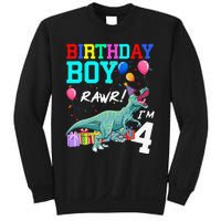 4 Year Old 4th Birthday T Rex Dinosaur Sweatshirt