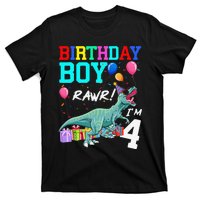 4 Year Old 4th Birthday T Rex Dinosaur T-Shirt