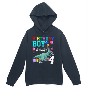 4 Year Old 4th Birthday T Rex Dinosaur Urban Pullover Hoodie