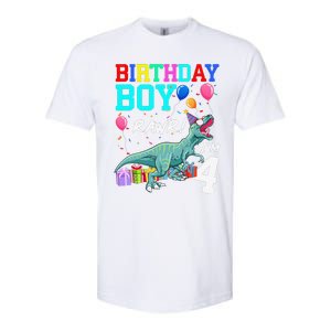 4 Year Old 4th Birthday T Rex Dinosaur Softstyle CVC T-Shirt