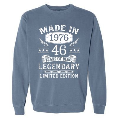 46 Years Old Made In 1976 Shirt 46th Birthday Gift Garment-Dyed Sweatshirt