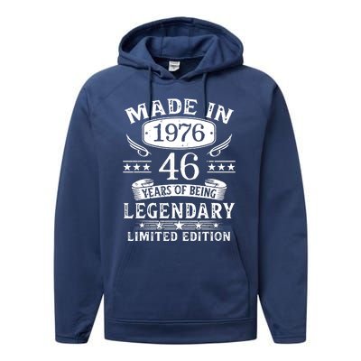 46 Years Old Made In 1976 Shirt 46th Birthday Gift Performance Fleece Hoodie