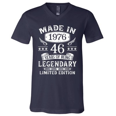 46 Years Old Made In 1976 Shirt 46th Birthday Gift V-Neck T-Shirt