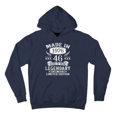 46 Years Old Made In 1976 Shirt 46th Birthday Gift Tall Hoodie