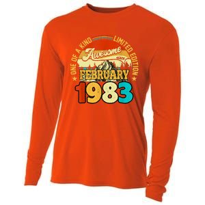 40 Years Old Awesome Since February 1983 40th Birthday Gifts Cooling Performance Long Sleeve Crew