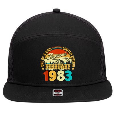 40 Years Old Awesome Since February 1983 40th Birthday Gifts 7 Panel Mesh Trucker Snapback Hat