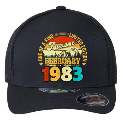 40 Years Old Awesome Since February 1983 40th Birthday Gifts Flexfit Unipanel Trucker Cap