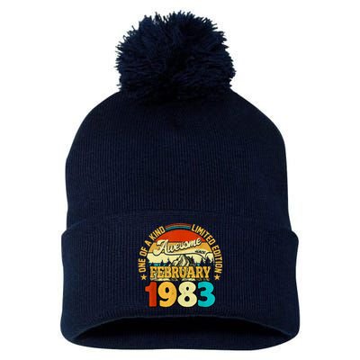 40 Years Old Awesome Since February 1983 40th Birthday Gifts Pom Pom 12in Knit Beanie