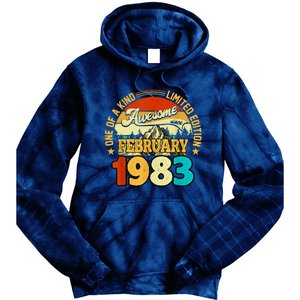 40 Years Old Awesome Since February 1983 40th Birthday Gifts Tie Dye Hoodie