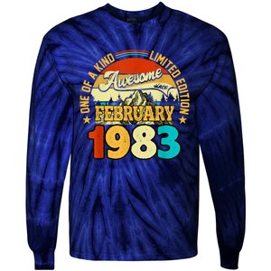 40 Years Old Awesome Since February 1983 40th Birthday Gifts Tie-Dye Long Sleeve Shirt