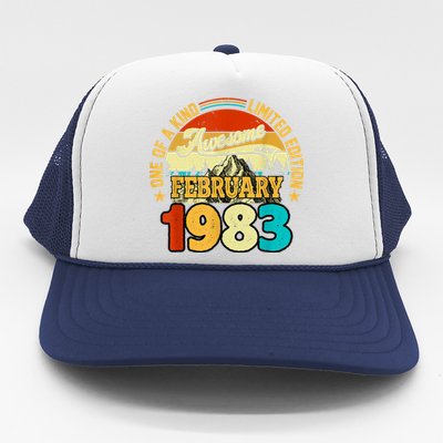 40 Years Old Awesome Since February 1983 40th Birthday Gifts Trucker Hat