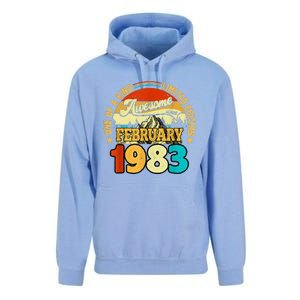 40 Years Old Awesome Since February 1983 40th Birthday Gifts Unisex Surf Hoodie