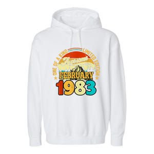 40 Years Old Awesome Since February 1983 40th Birthday Gifts Garment-Dyed Fleece Hoodie