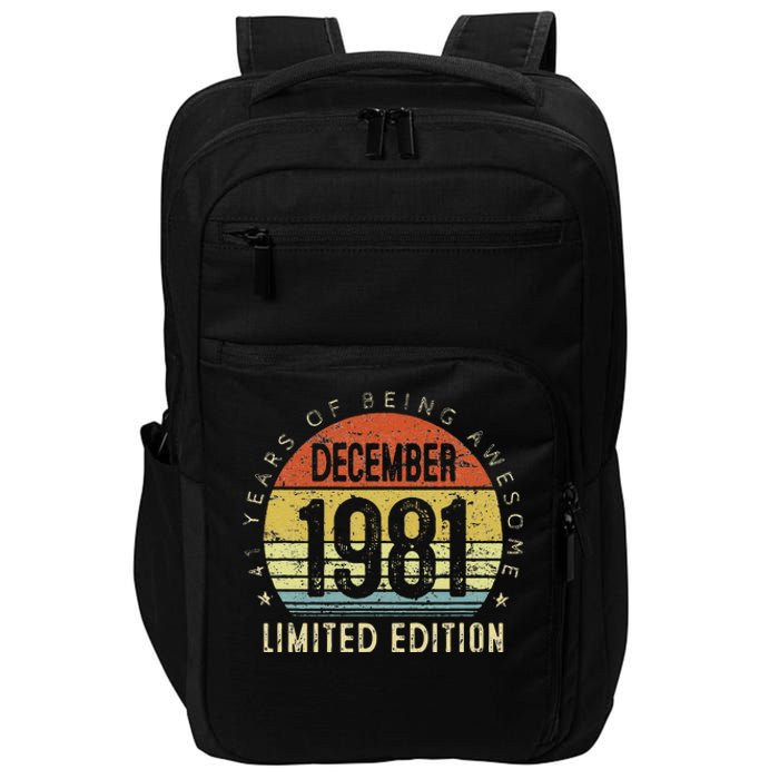 41 Year Old December 1981 Limited Edition 41th Birthday Gift Impact Tech Backpack