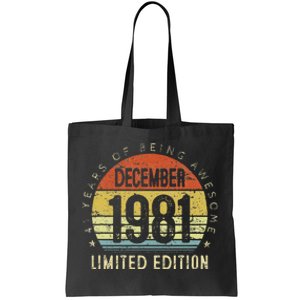 41 Year Old December 1981 Limited Edition 41th Birthday Gift Tote Bag