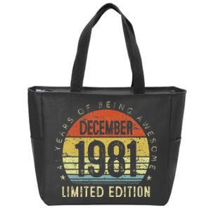 41 Year Old December 1981 Limited Edition 41th Birthday Gift Zip Tote Bag