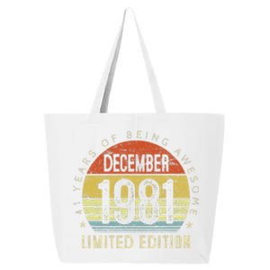 41 Year Old December 1981 Limited Edition 41th Birthday Gift 25L Jumbo Tote