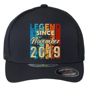 4 Years Old Legend Since November 2019 4th Birthday Boy Flexfit Unipanel Trucker Cap