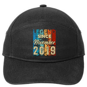 4 Years Old Legend Since November 2019 4th Birthday Boy 7-Panel Snapback Hat