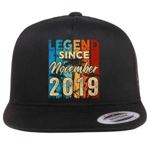 4 Years Old Legend Since November 2019 4th Birthday Boy Flat Bill Trucker Hat