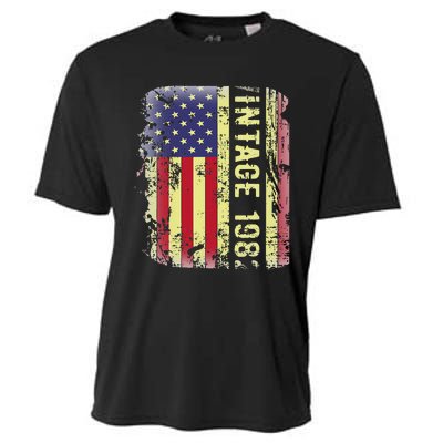 41 Year Old Gifts Vintage 1982 American Flag 41st Birthday Cooling Performance Crew T-Shirt