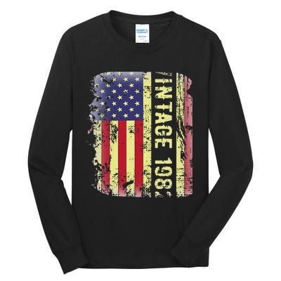 41 Year Old Gifts Vintage 1982 American Flag 41st Birthday Tall Long Sleeve T-Shirt