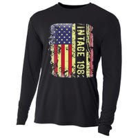 41 Year Old Gifts Vintage 1982 American Flag 41st Birthday Cooling Performance Long Sleeve Crew