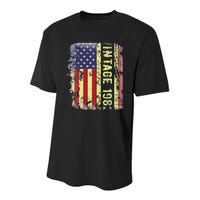 41 Year Old Gifts Vintage 1982 American Flag 41st Birthday Youth Performance Sprint T-Shirt