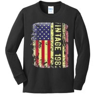 41 Year Old Gifts Vintage 1982 American Flag 41st Birthday Kids Long Sleeve Shirt