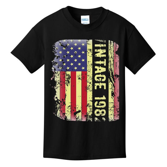 41 Year Old Gifts Vintage 1982 American Flag 41st Birthday Kids T-Shirt