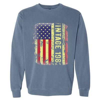 41 Year Old Gifts Vintage 1982 American Flag 41st Birthday Garment-Dyed Sweatshirt