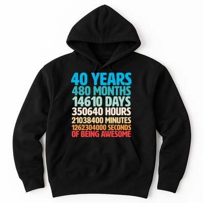 40 Years Of Being Awesome 40th Birthday Time Breakdown Hoodie