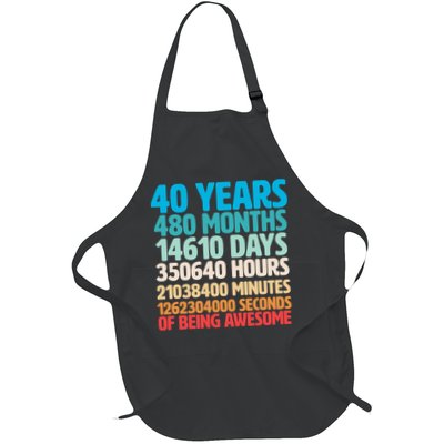 40 Years Of Being Awesome 40th Birthday Time Breakdown Full-Length Apron With Pockets