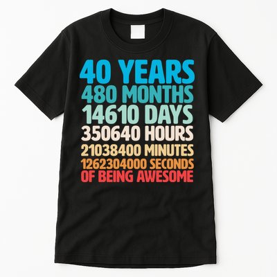 40 Years Of Being Awesome 40th Birthday Time Breakdown Tall T-Shirt