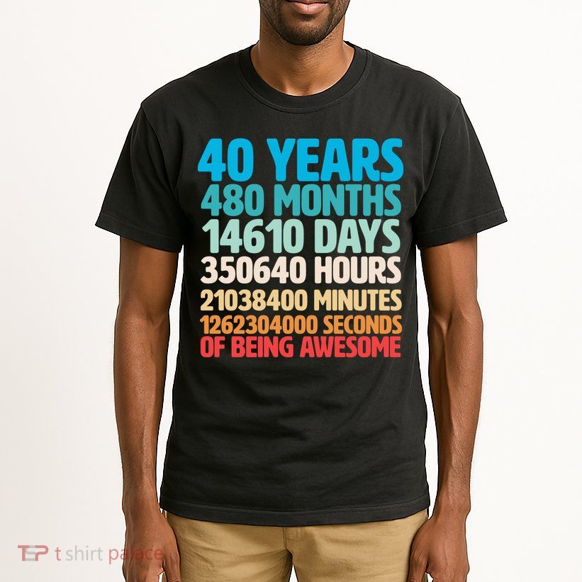 40 Years Of Being Awesome 40th Birthday Time Breakdown Tall T-Shirt