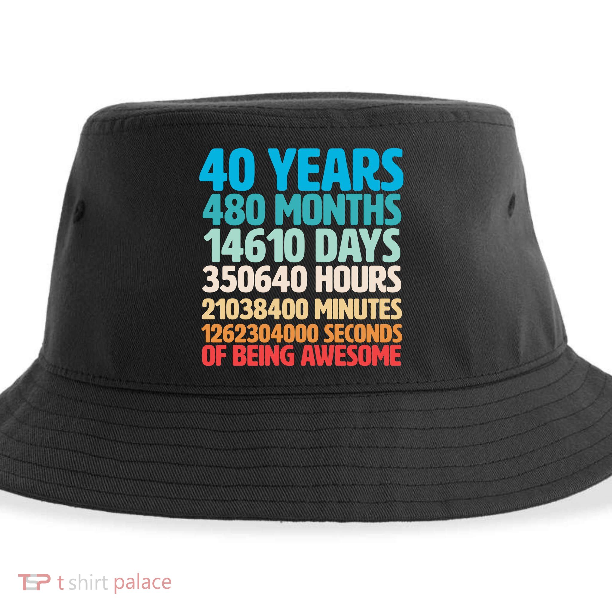 40 Years Of Being Awesome 40th Birthday Time Breakdown Sustainable Bucket Hat