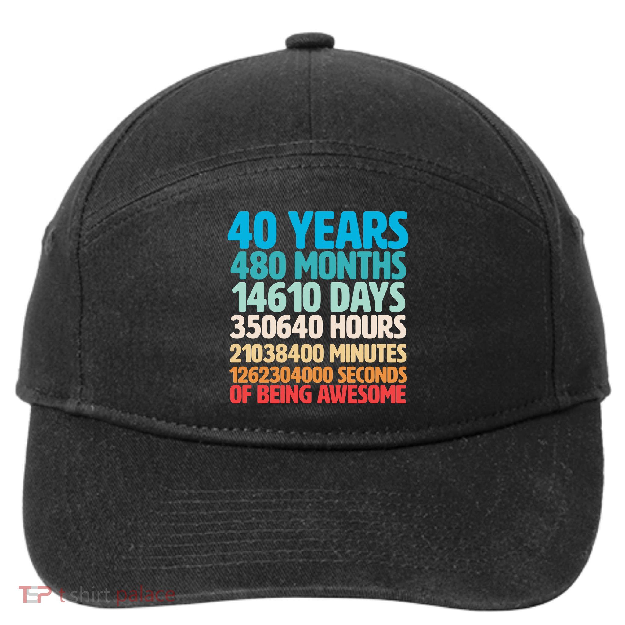 40 Years Of Being Awesome 40th Birthday Time Breakdown 7-Panel Snapback Hat