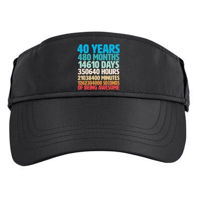40 Years Of Being Awesome 40th Birthday Time Breakdown Adult Drive Performance Visor