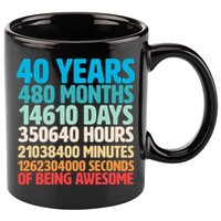 40 Years Of Being Awesome 40th Birthday Time Breakdown 11oz C Handle Ceramic Mug
