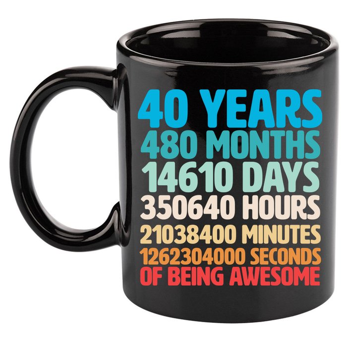 40 Years Of Being Awesome 40th Birthday Time Breakdown 11oz C Handle Ceramic Mug