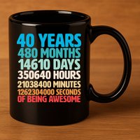 40 Years Of Being Awesome 40th Birthday Time Breakdown 11oz C Handle Ceramic Mug