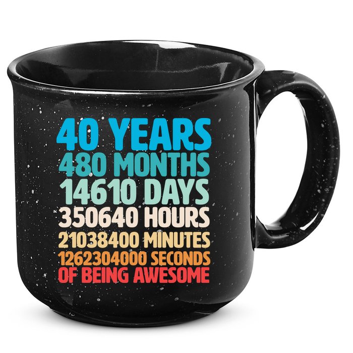 40 Years Of Being Awesome 40th Birthday Time Breakdown 15oz Campfire Ceramic Mug
