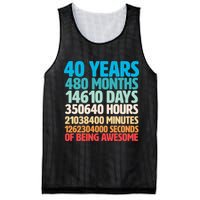 40 Years Of Being Awesome 40th Birthday Time Breakdown Mesh Reversible Basketball Jersey Tank