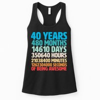 40 Years Of Being Awesome 40th Birthday Time Breakdown Womens Tank Top